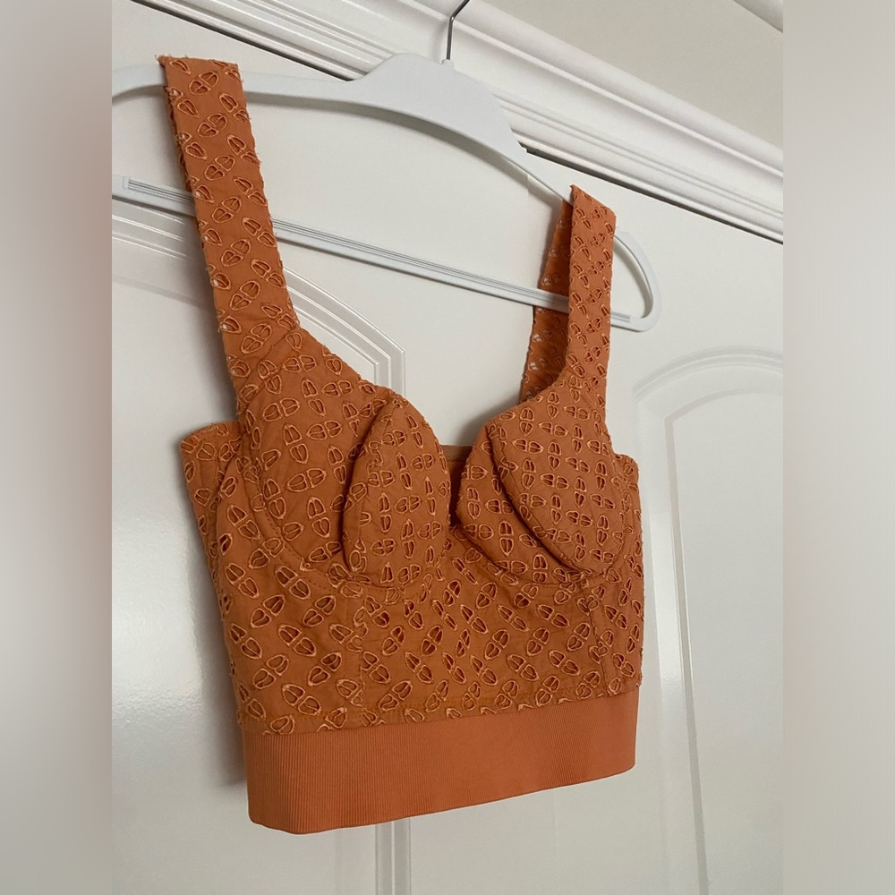 Roberto Cavalli CLASS orange eyelet bustier size Small/Medium (USA 8)